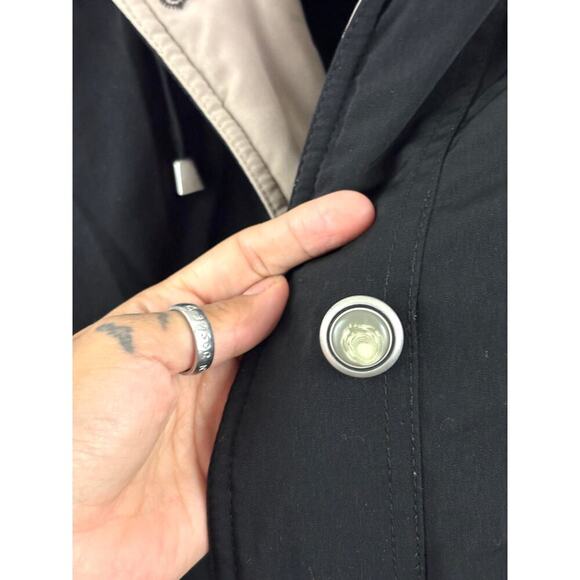 CS Signature Windbreaker Coat Lined Hooded Jacket Black Tan Ladies MEDIUM - Picture 8 of 14